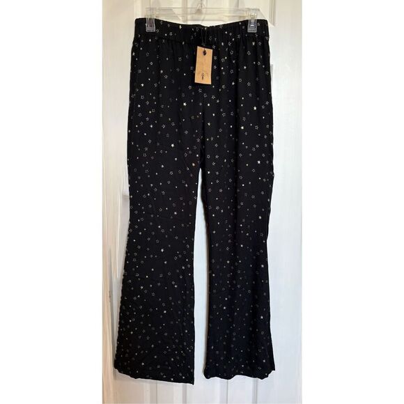 KNOT SISTERS - NWT - L Sz L Wide-Leg Flared "Pajama Pants" in Onyx Sparkle Print - Picture 12 of 12